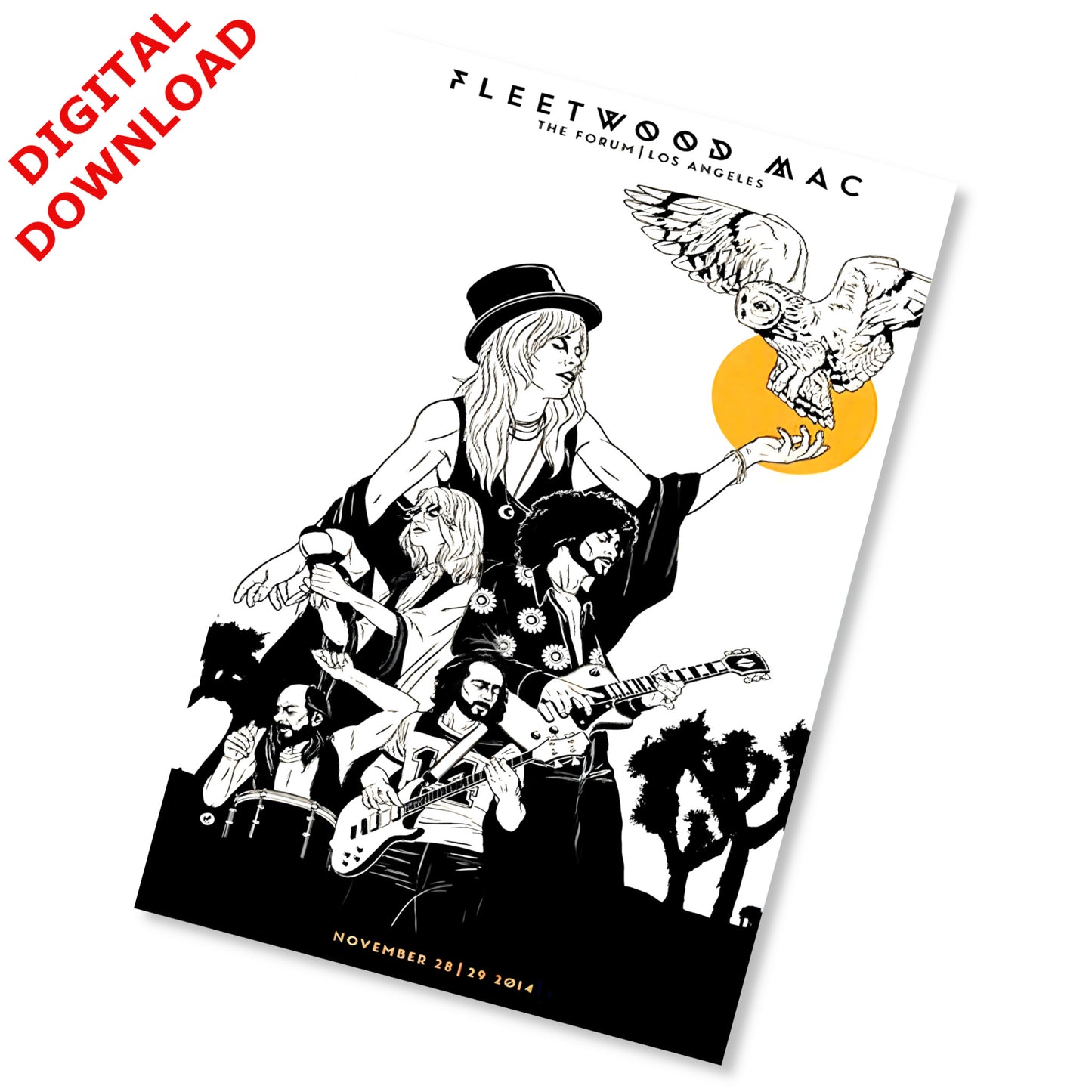 Fleetwood Mac 2014 Los Angeles Forum Concert Poster - Art Print - Instant Digital Download