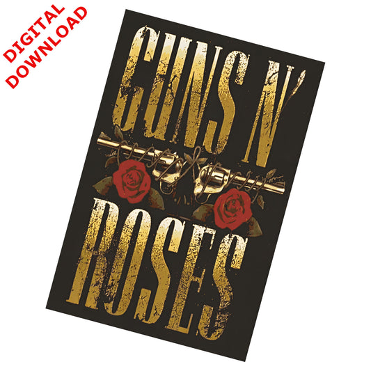 Guns N' Roses Classic Bullet Logo Vintage Distressed Art Poster - Instant Digital Download
