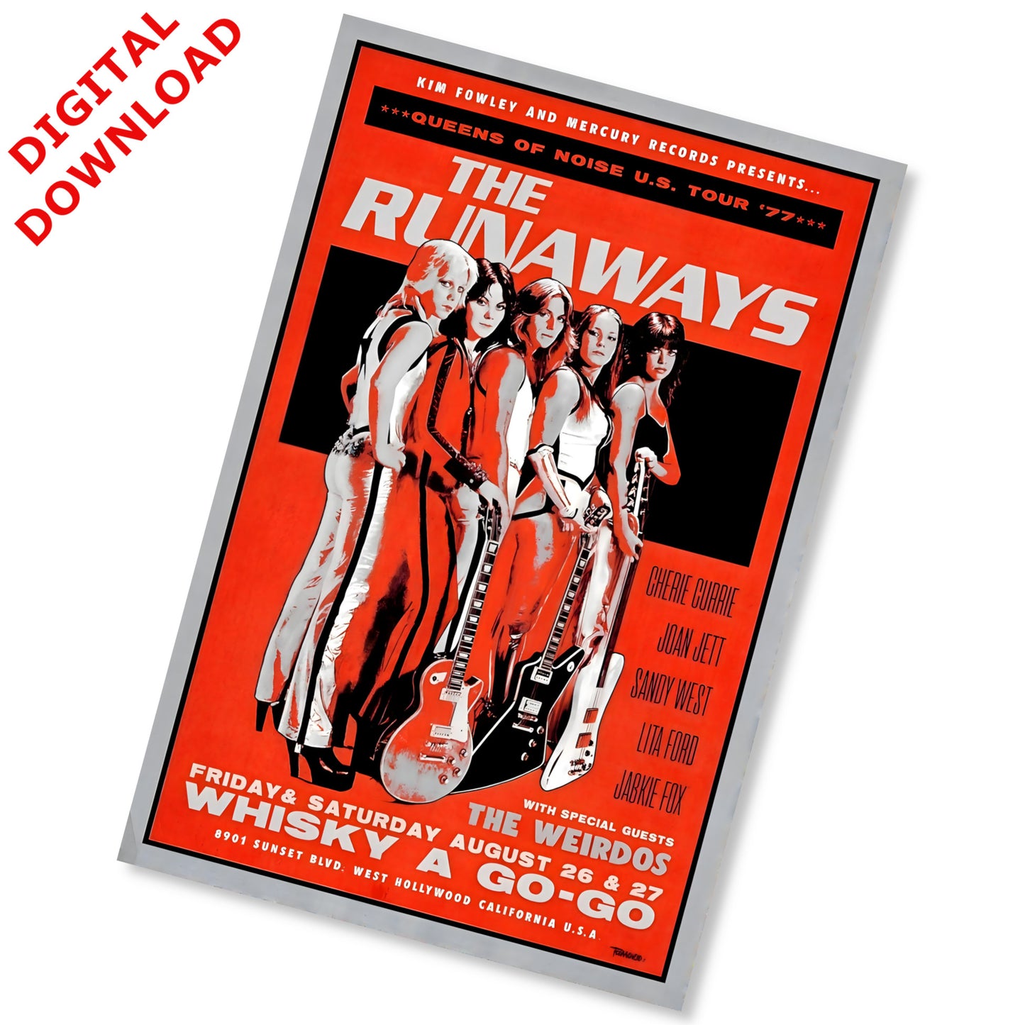 The Runaways 1977 Whisky a Go-Go Vintage Punk Rock Concert Poster - Instant Digital Download