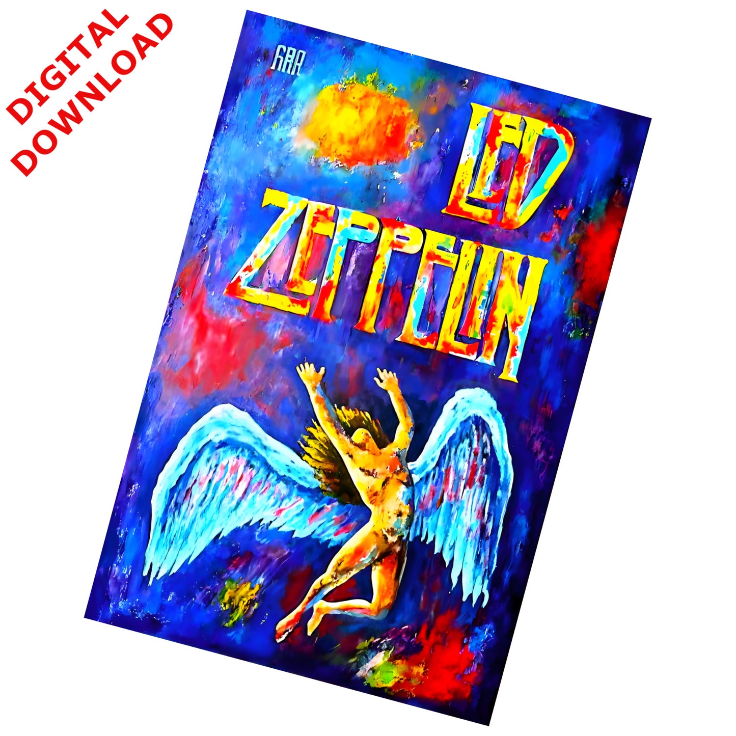 Led Zeppelin Icarus Impressionist Oil Painting Style Art Print - Instant Digital Download